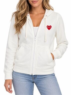 COMME DES GARCONS PLAY ♥️♥️ Double Heart Zip Hoodie  NWT $325